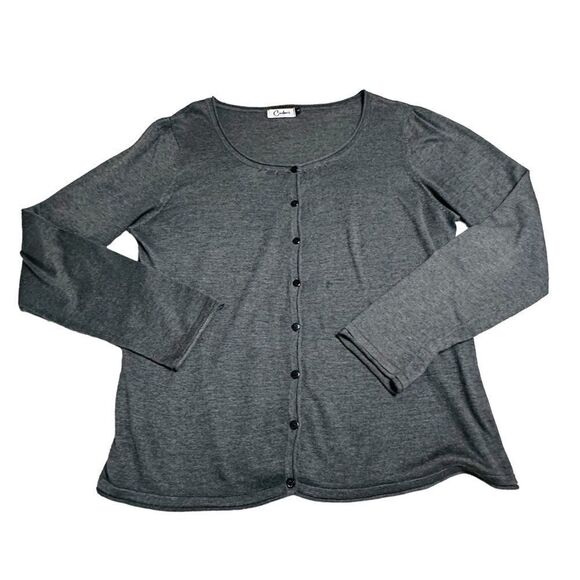 Grey Carducci scoop neck fine knit cardigan - Picture 5 of 11